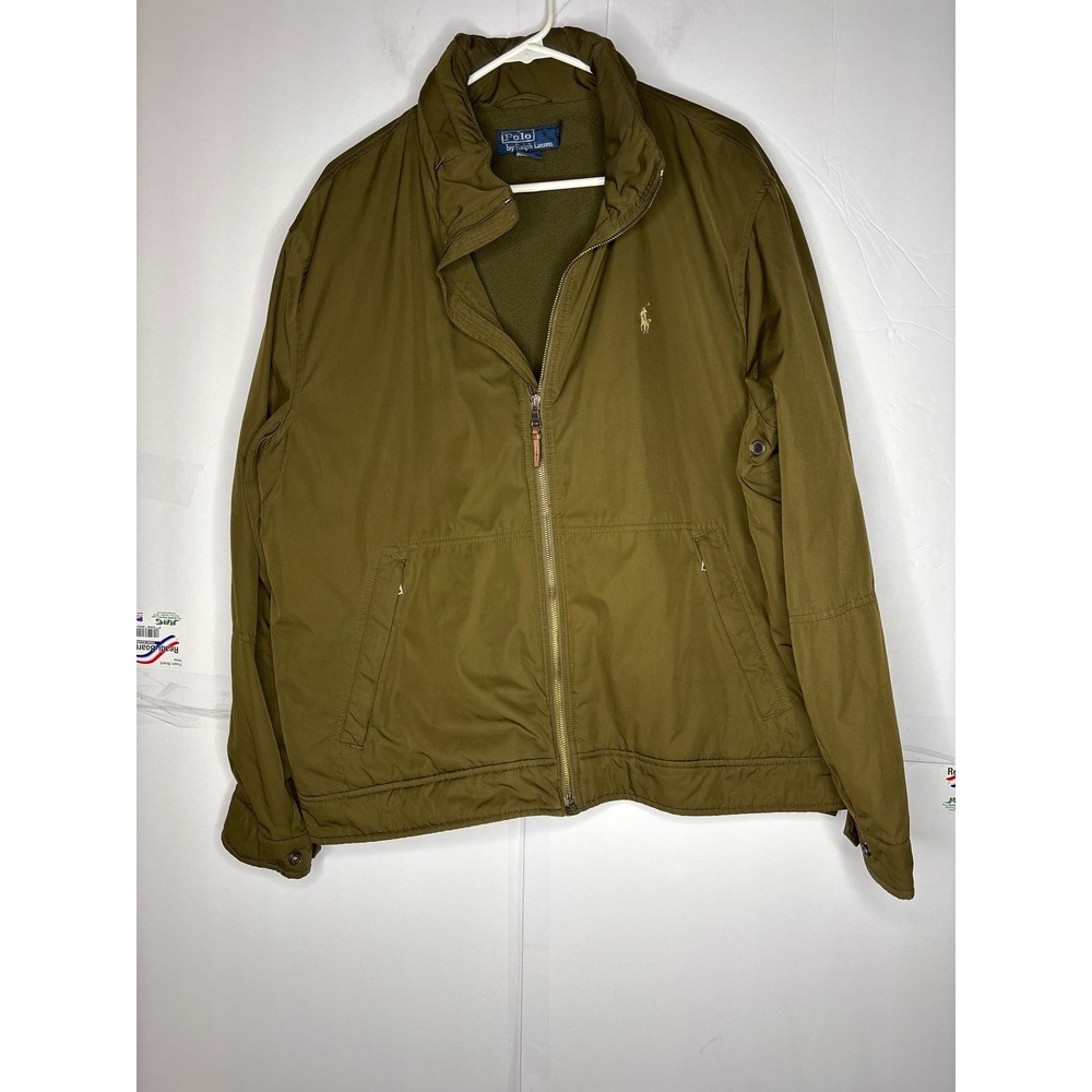 Polo Ralph Lauren Mens‎ XL Olive Green Fleece Lined Full Zip Jacket dadcore